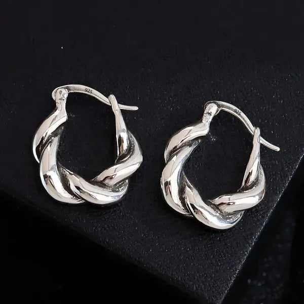 Sterling silver star hoop earrings for women (925 silver) – Hip hop jewelry - FFMM8141