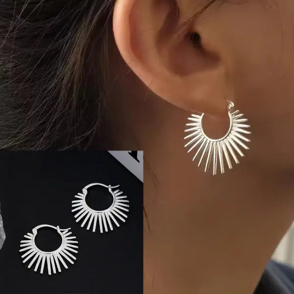Sterling silver star hoop earrings for women (925 silver) – Hip hop jewelry - FFMM0136