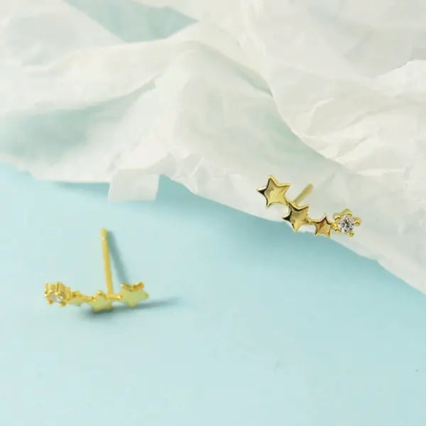 Sterling silver star hoop earrings for women (925 silver) – Hip hop jewelry - FFMM2971-gd