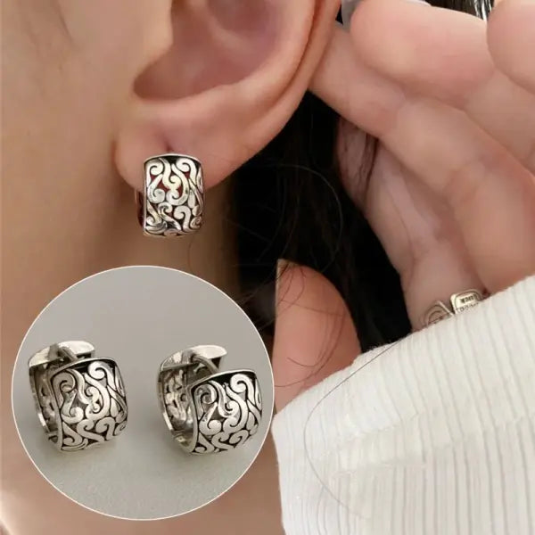 Sterling silver star hoop earrings for women (925 silver) – Hip hop jewelry - FFMM0165