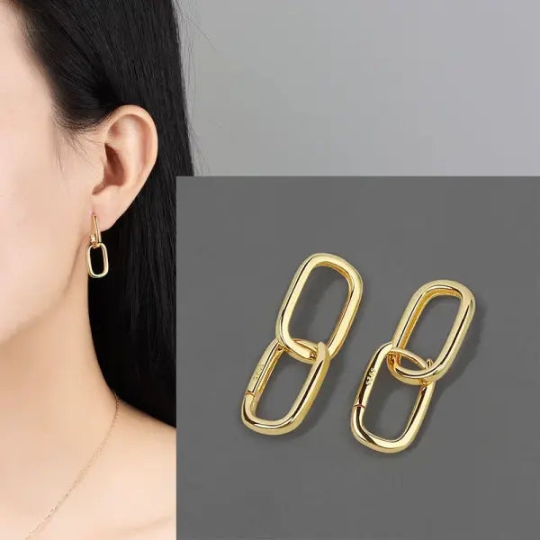 Sterling silver star hoop earrings for women (925 silver) – Hip hop jewelry - 30HLZY6129-GD