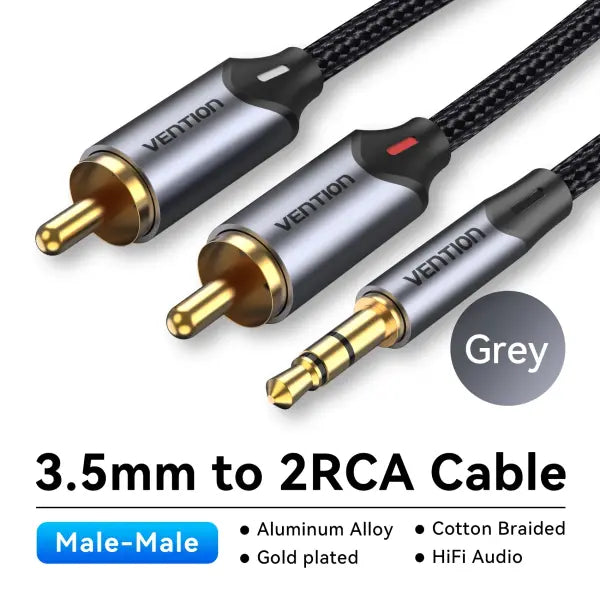 Vention RCA Cable 2RCA Splitter for Multimedia (Gold) – Home Theater - Alloy Shell-Cotton / 0.5m / China Mainland