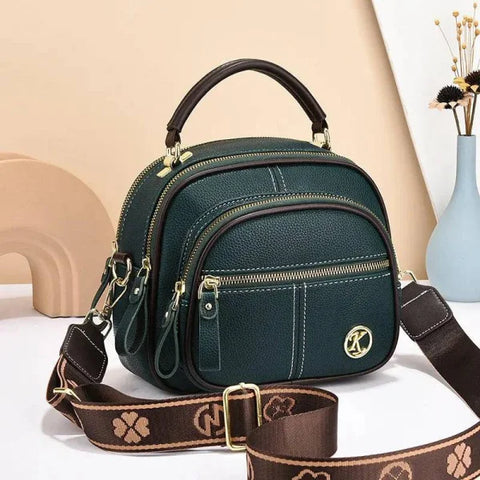 Versatile Multi-Zipper Crossbody Bag: Portable Fashion Shoulder Handbag - Green