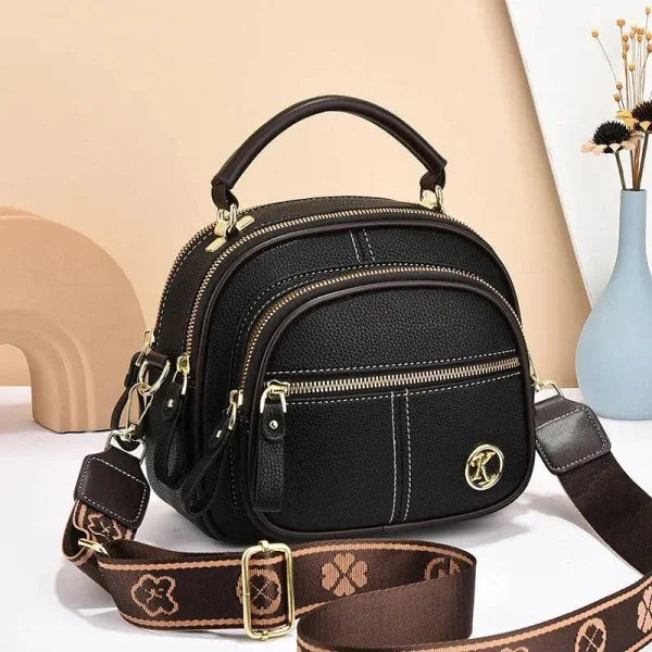 Versatile Multi-Zipper Crossbody Bag: Portable Fashion Shoulder Handbag - Black