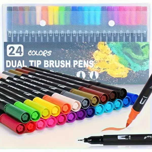 Watercolor markers double ended art set unisex (24 colors) – drawing - Multi