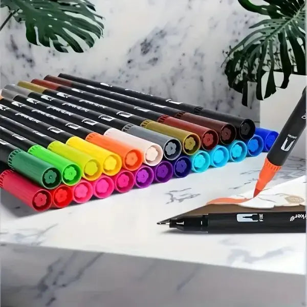 Watercolor markers double ended art set unisex (24 colors) – drawing - Multi