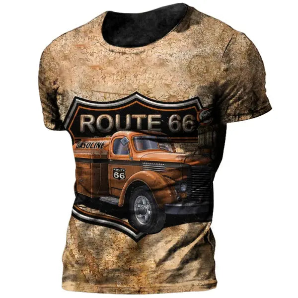 Men Vintage T-Shirt Spring Summer Knit O-Neck Shirt Homme - C01-TX-ZFT-0007 / 3XL