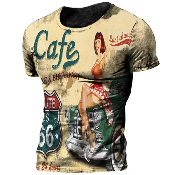 Men Vintage T-Shirt Spring Summer Knit O-Neck Shirt Homme - C01-TX-ZFT-0009 / M