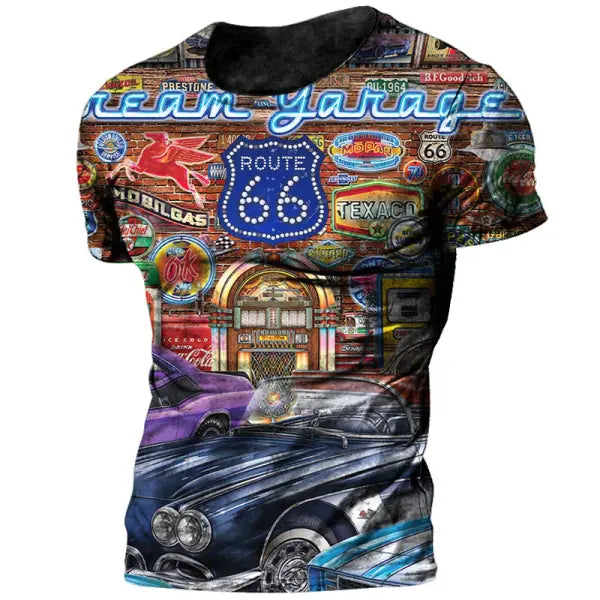 Men Vintage T-Shirt Spring Summer Knit O-Neck Shirt Homme - C01-TX-ZFT-0013 / 3XL