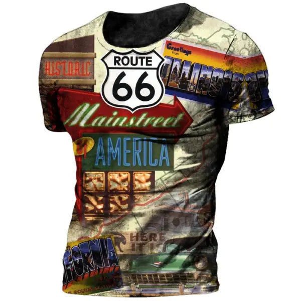 Men Vintage T-Shirt Spring Summer Knit O-Neck Shirt Homme - C01-TX-ZFT-0018 / 3XL