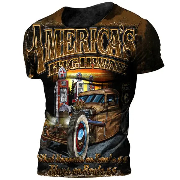 Men Vintage T-Shirt Spring Summer Knit O-Neck Shirt Homme