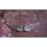 Vintage Angel Wings Feather Choker Big Pendant Aesthetic Necklace - 1