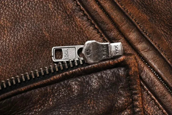 Vintage Camel Yellow Genuine Leather Jacket – Slim Fit Cowhide Motorcycle Biker Coat - Himpall