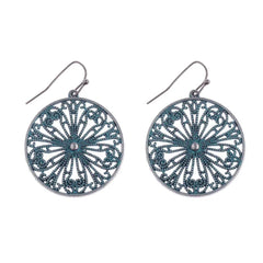 Vintage Geometric Earrings - Antique Bronze Hollow Statement Drop Hoop Jewelry - Himpall