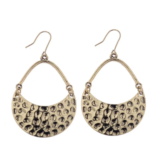 Vintage Geometric Earrings - Antique Bronze Hollow Statement Drop Hoop Jewelry - Himpall