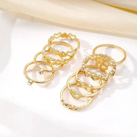 Vintage Gold Rings: Unique Heart & Geometric Design Jewelry - HS1388