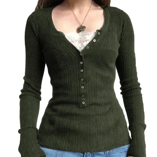 Vintage Lace Patchwork Cotton T-Shirt - Korean Fashion Fairy Grunge Y2K Top for Spring & Autumn - -14- / L