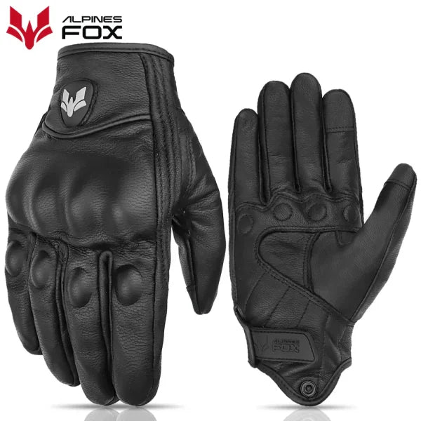 Vintage Leather Motorcycle Gloves – Wear-Resistant & Touchscreen - Black / XXL