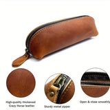 Vintage leather pencil glasses box for secure stationery storage