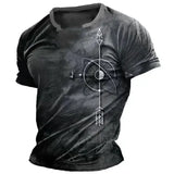 Men O-Neck Casual Short Sleeve American Shirt Tops