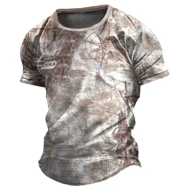 Men O-Neck Casual Short Sleeve American Shirt Tops - F202412121601224 / 5XL