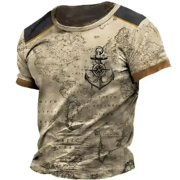 Men O-Neck Casual Short Sleeve American Shirt Tops - F202412121601211 / 5XL