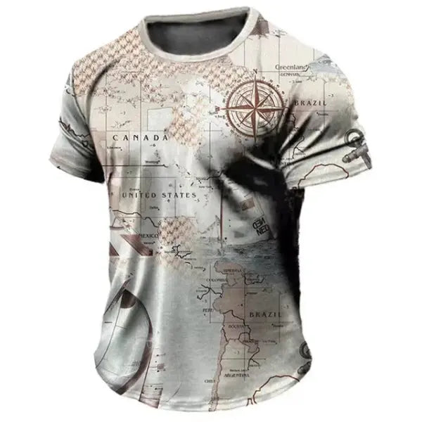 Men O-Neck Casual Short Sleeve American Shirt Tops - F202412121601218 / 3XL