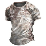 Men O-Neck Casual Short Sleeve American Shirt Tops