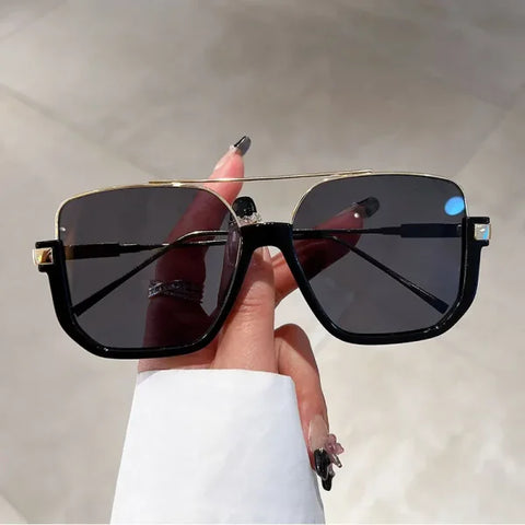 Vintage Oversized Square Sunglasses - Trendy UV400 Eyewear - Himpall