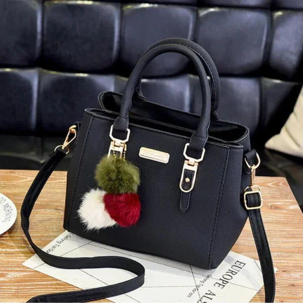 Vintage PU Leather Handbag with Plush Tassel - Stylish Ladies Shoulder & Crossbody Purse - Himpall