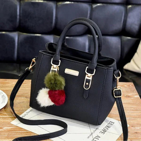 Vintage PU Leather Handbag with Plush Tassel - Stylish Ladies Shoulder & Crossbody Purse - Himpall
