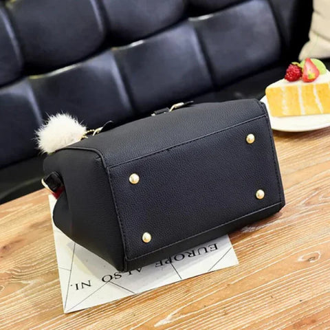 Vintage PU Leather Handbag with Plush Tassel - Stylish Ladies Shoulder & Crossbody Purse - Himpall