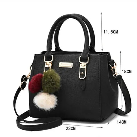Vintage PU Leather Handbag with Plush Tassel - Stylish Ladies Shoulder & Crossbody Purse - Himpall