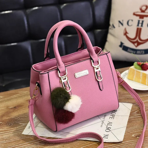 Vintage PU Leather Handbag with Plush Tassel - Stylish Ladies Shoulder & Crossbody Purse - Himpall