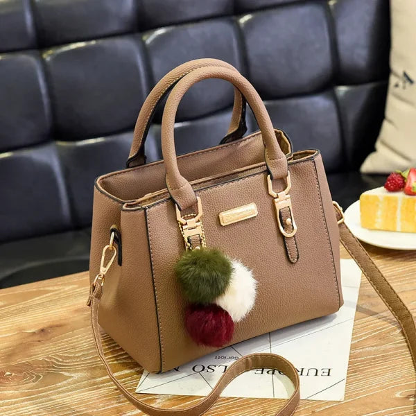 Vintage PU Leather Handbag with Plush Tassel - Stylish Ladies Shoulder & Crossbody Purse - Himpall