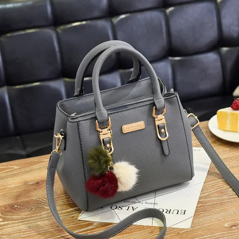 Vintage PU Leather Handbag with Plush Tassel - Stylish Ladies Shoulder & Crossbody Purse - Himpall