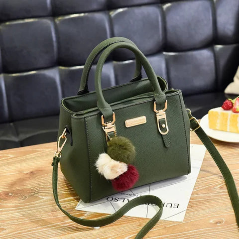 Vintage PU Leather Handbag with Plush Tassel - Stylish Ladies Shoulder & Crossbody Purse - Himpall