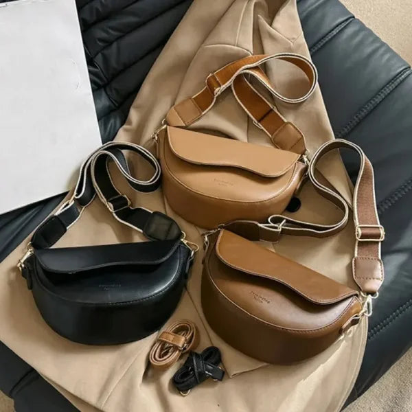 Vintage PU Leather Saddle Bag – Women’s Small Crossbody Handbag