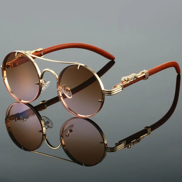 Vintage Round Sunglasses - Fashion Double Bridge Retro Shades for Men & Women - Himpall