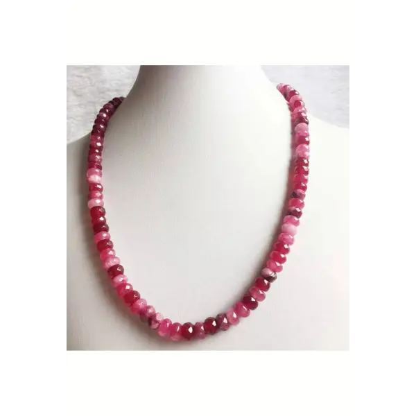 Vintage Ruby Cloud Necklace with Red and Pink Faceted Gems - Necklace