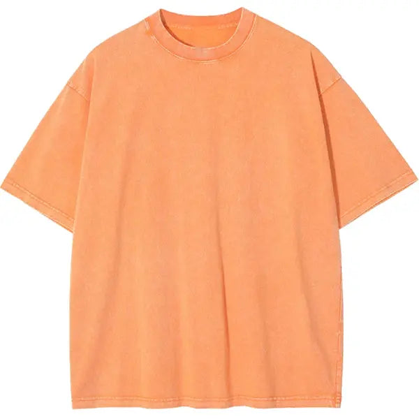 Vintage Snowflake Point Solid Color T-Shirts For Men Women 100% Cotton Short Sleeve Wash With Old Water Street Hip Hop