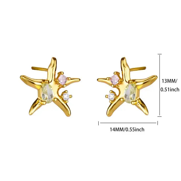 Vintage Summer Starfish Stainless Steel Stud Earrings - 2