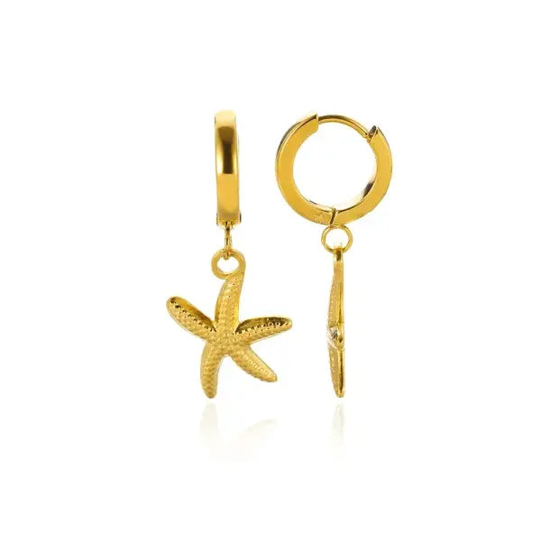 Vintage Summer Starfish Stainless Steel Stud Earrings - 7