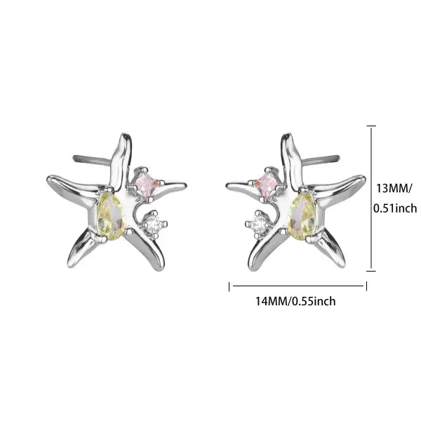 Vintage Summer Starfish Stainless Steel Stud Earrings - 3