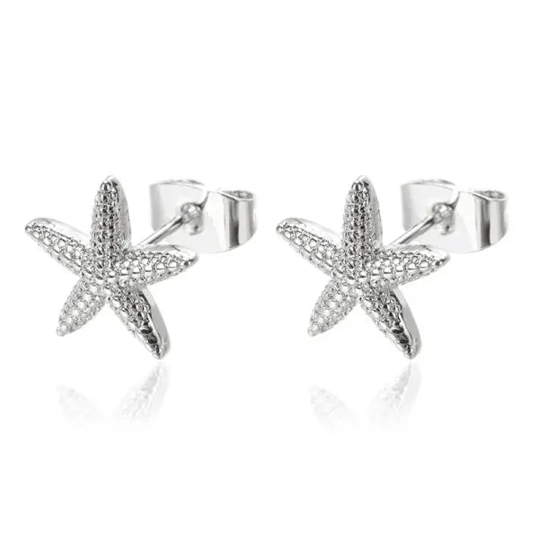 Vintage Summer Starfish Stainless Steel Stud Earrings - E2613S