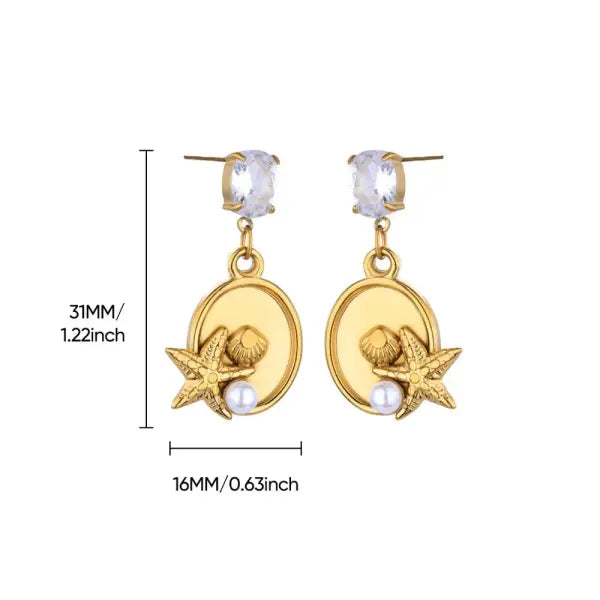 Vintage Summer Starfish Stainless Steel Stud Earrings - 11