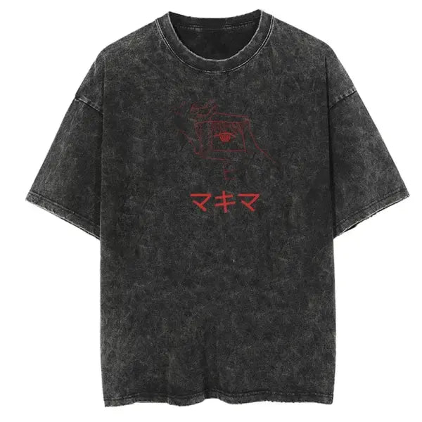 Vintage Washed Chainsaw Man Makima Cotton Short Sleeved Shirt - 10 / 4XL