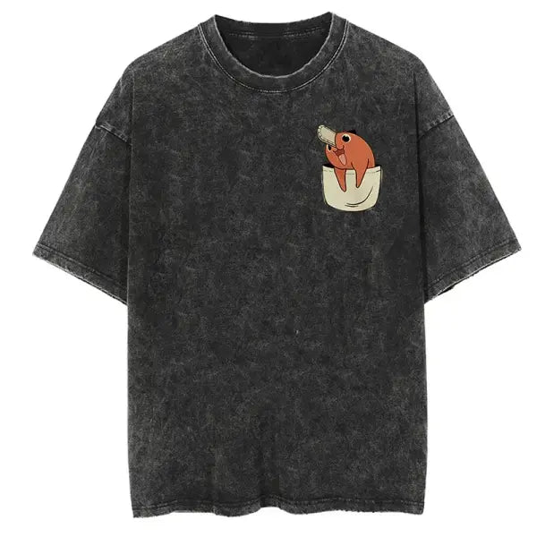 Vintage Washed Chainsaw Man Makima Cotton Short Sleeved Shirt - 19 / 4XL