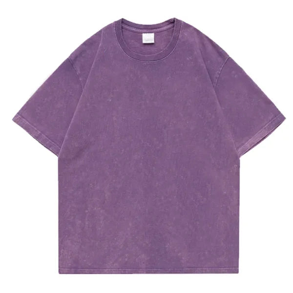 Vintage Washed T-Shirts for Men & Women - Retro Hip Hop Harajuku Cotton Top - purple / M