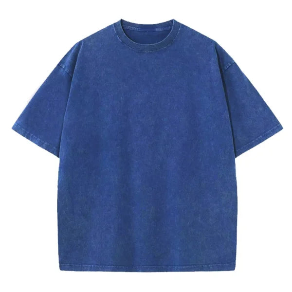 Vintage Washed T-Shirts for Men & Women - Retro Hip Hop Harajuku Cotton Top - blue / M